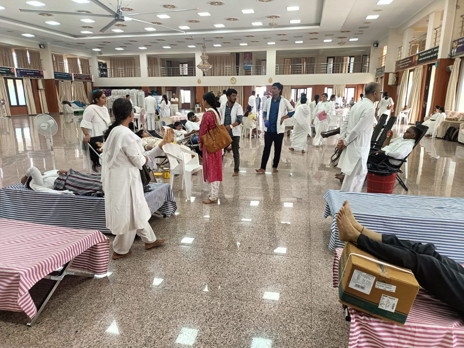 A busy voluntary blood donation drive